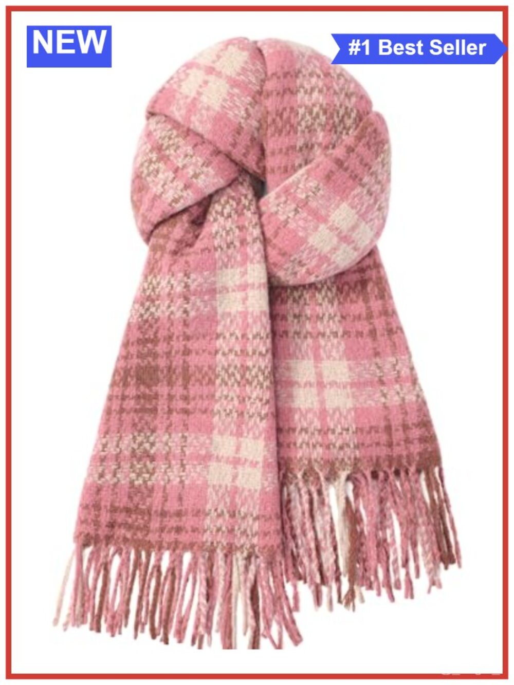 Women's Long Plaid Blanket Scarf 100% Polyester Warm Winter Wrap